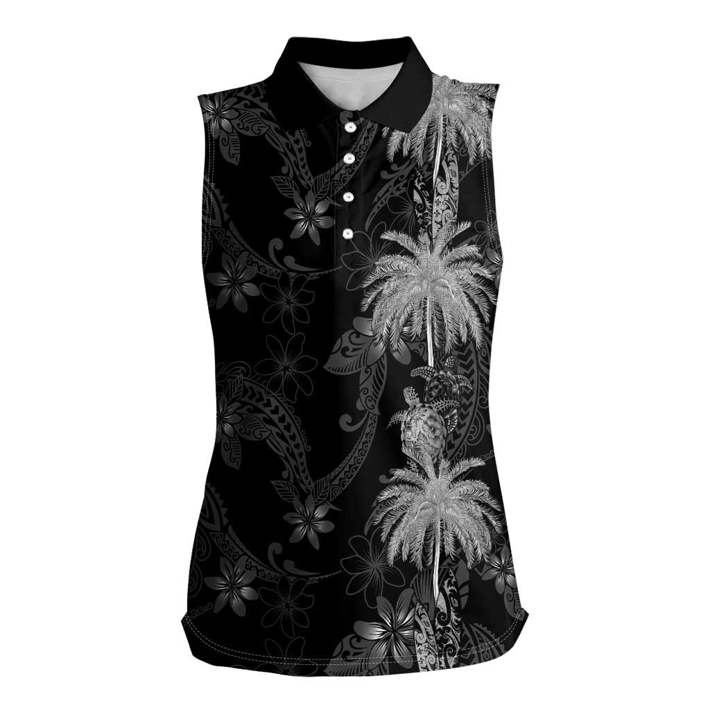 Hawaiian Honu And Surfboards Women Sleeveless Polo Shirt Silver Style LT05 Female Silver - Polynesian Pride