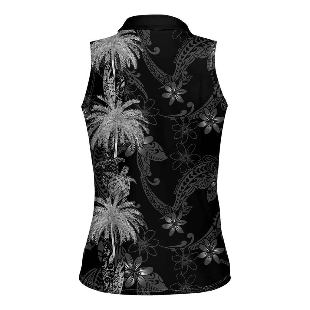 Hawaiian Honu And Surfboards Women Sleeveless Polo Shirt Silver Style LT05 - Polynesian Pride