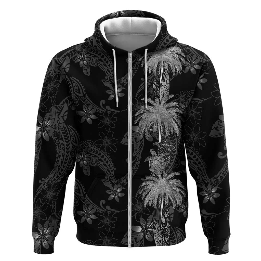 Hawaiian Honu And Surfboards Zip Hoodie Silver Style - Polynesian Pride