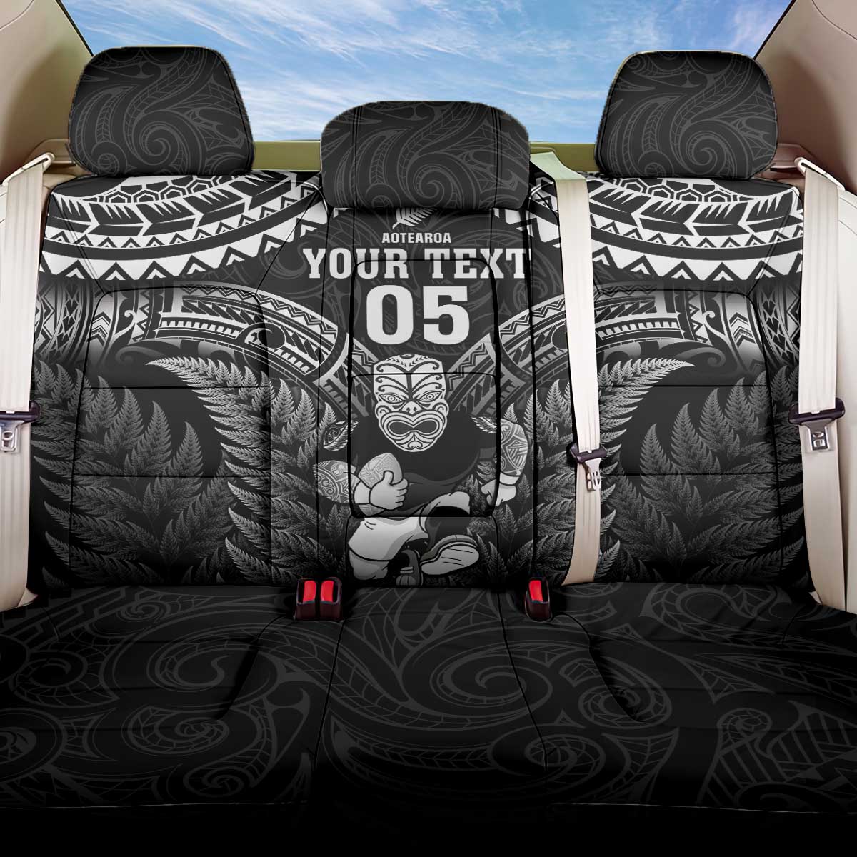 Custom New Zealand Maori Tiki Rugby Back Car Seat Cover Go Aotearoa Maori Pattern