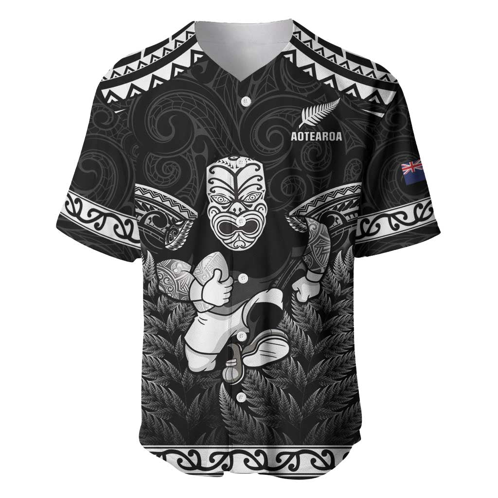 Custom New Zealand Maori Tiki Rugby Baseball Jersey Go Aotearoa Maori Pattern