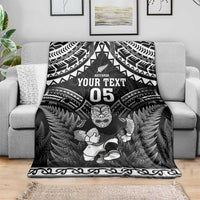 Custom New Zealand Maori Tiki Rugby Blanket Go Aotearoa Maori Pattern