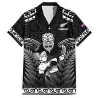 Custom New Zealand Maori Tiki Rugby Family Matching Off Shoulder Short Dress and Hawaiian Shirt Go Aotearoa Maori Pattern