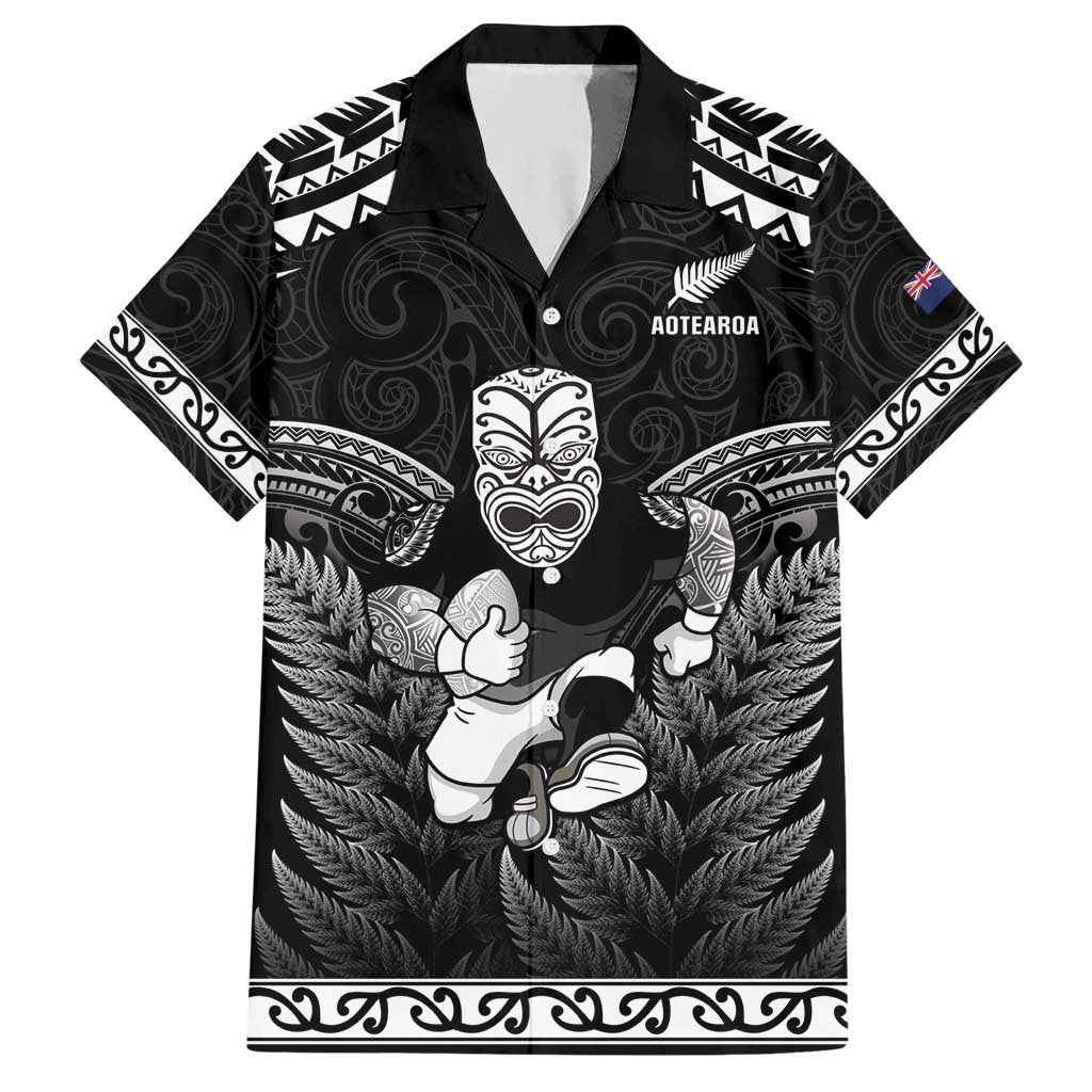 Custom New Zealand Maori Tiki Rugby Hawaiian Shirt Go Aotearoa Maori Pattern