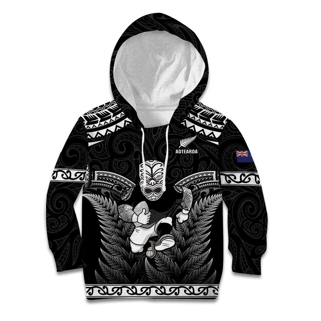 Custom New Zealand Maori Tiki Rugby Kid Hoodie Go Aotearoa Maori Pattern