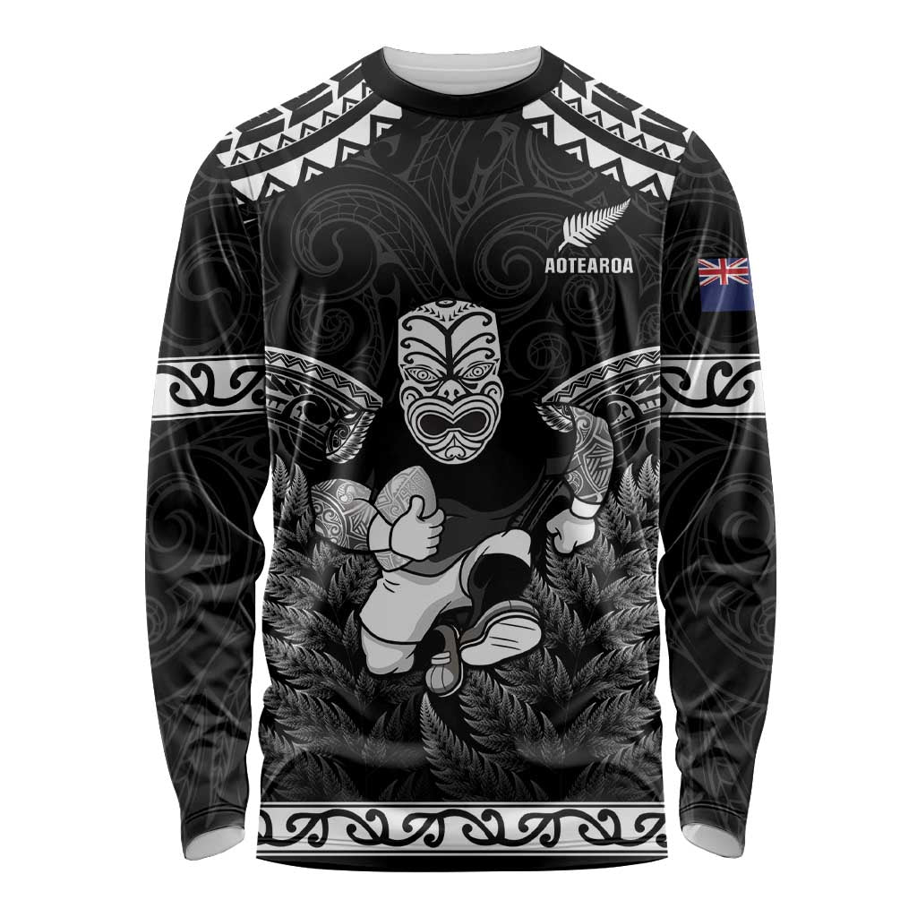 Custom New Zealand Maori Tiki Rugby Long Sleeve Shirt Go Aotearoa Maori Pattern