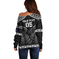 Custom New Zealand Maori Tiki Rugby Off Shoulder Sweater Go Aotearoa Maori Pattern