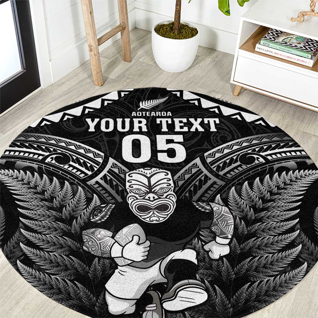 Custom New Zealand Maori Tiki Rugby Round Carpet Go Aotearoa Maori Pattern