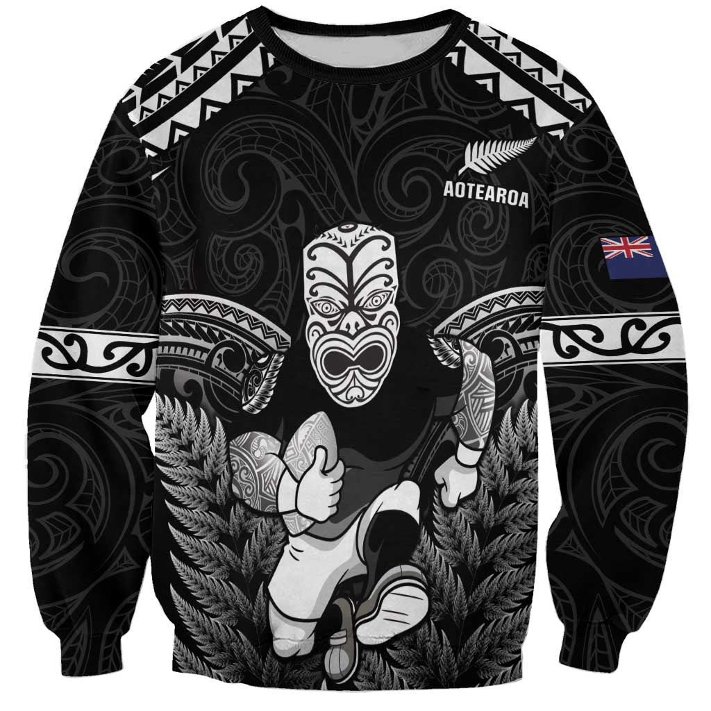 Custom New Zealand Maori Tiki Rugby Sweatshirt Go Aotearoa Maori Pattern