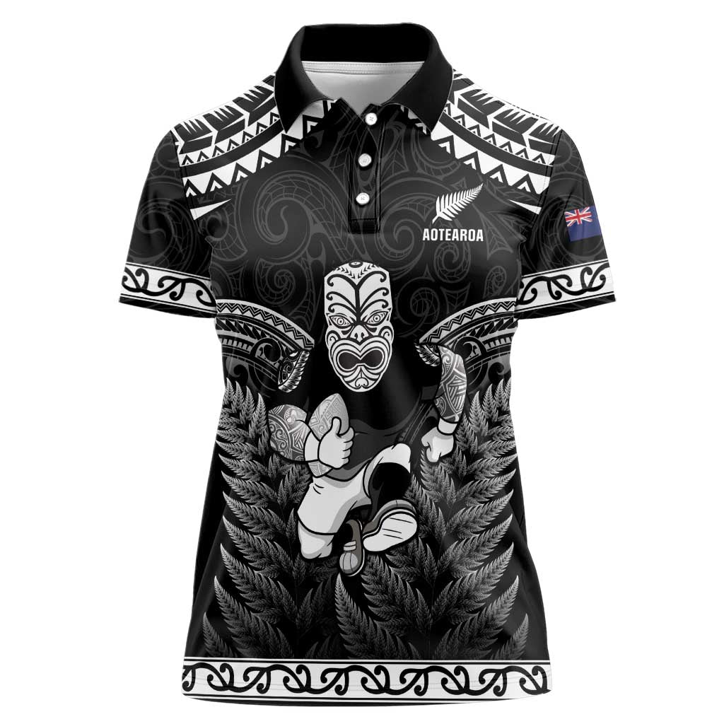 Custom New Zealand Maori Tiki Rugby Women Polo Shirt Go Aotearoa Maori Pattern