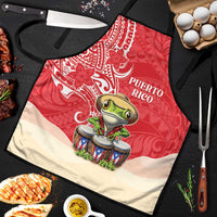 Puerto Rico Apron Coqui Frog With Polynesian Pattern LT05 Red - Polynesian Pride