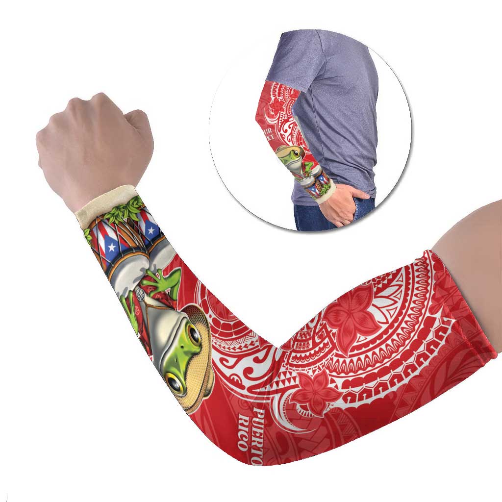Puerto Rico Arm Sleeves Coqui Frog With Polynesian Pattern - Polynesian Pride