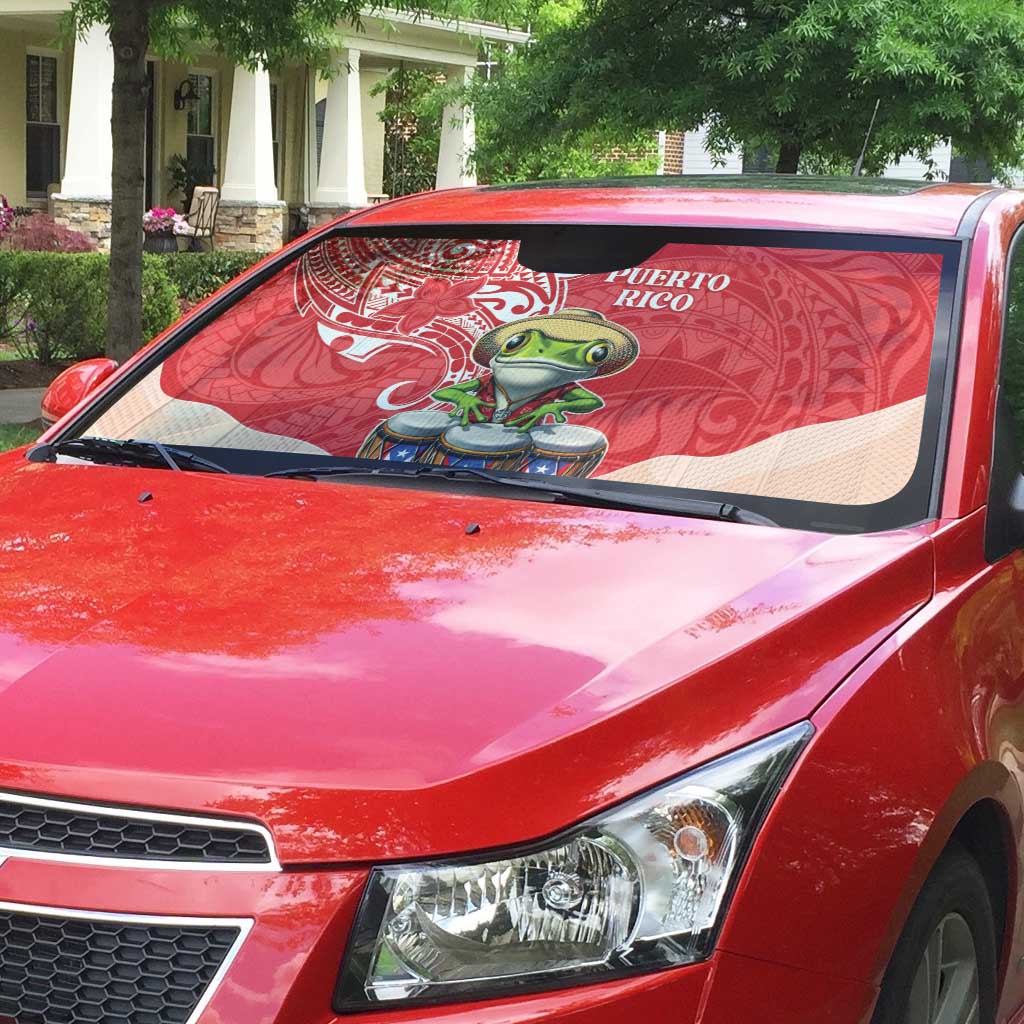 Puerto Rico Auto Sun Shade Coqui Frog With Polynesian Pattern LT05 - Polynesian Pride