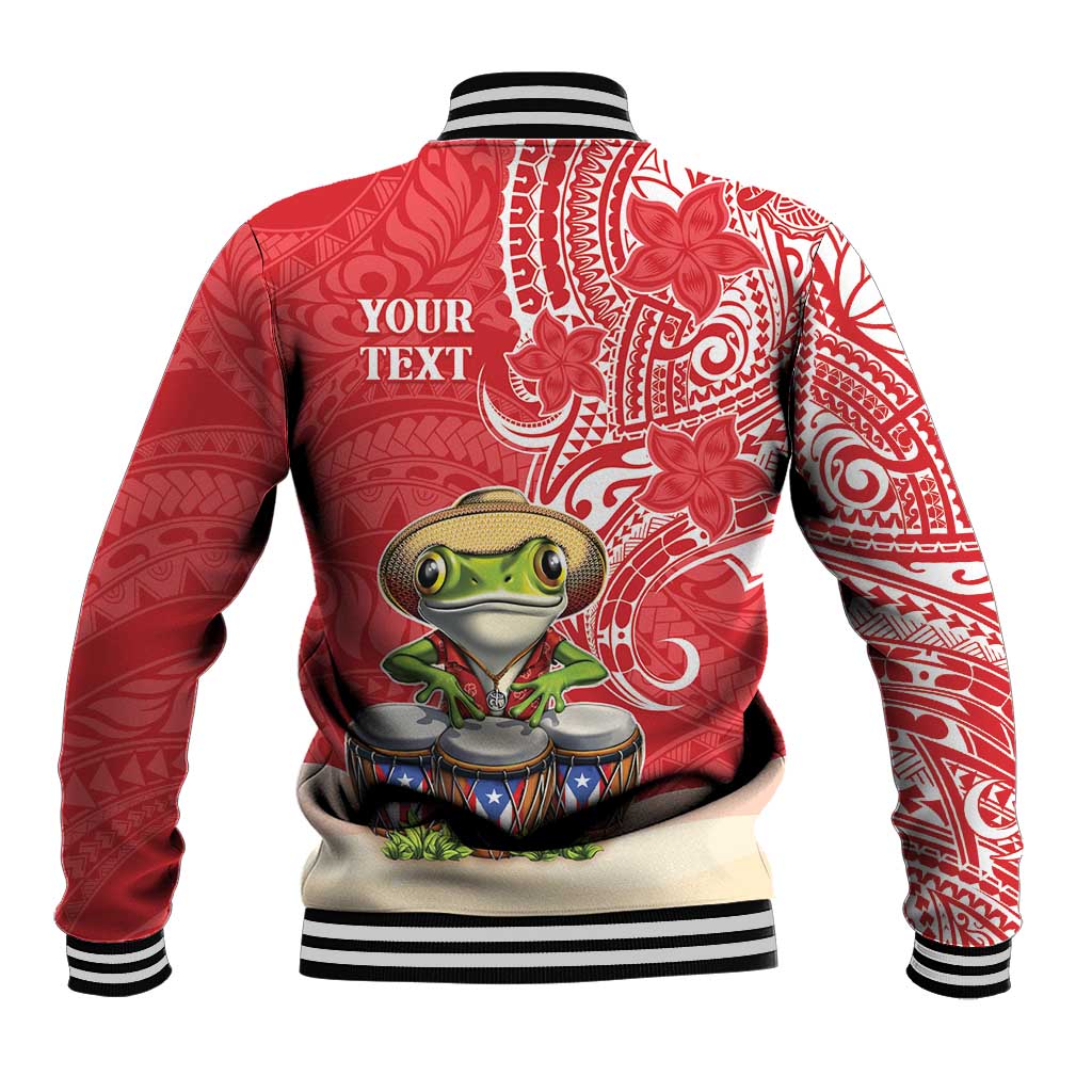 Personalized Puerto Rico Baseball Jacket Coqui Frog With Polynesian Pattern LT05 - Polynesian Pride