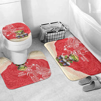 Puerto Rico Bathroom Set Coqui Frog With Polynesian Pattern LT05 Mat Set Only (3 pcs) One Size Red - Polynesian Pride