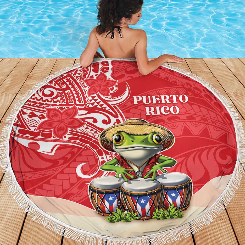 Puerto Rico Beach Blanket Coqui Frog With Polynesian Pattern LT05 - Polynesian Pride
