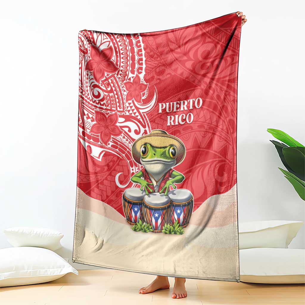 Puerto Rico Blanket Coqui Frog With Polynesian Pattern - Polynesian Pride