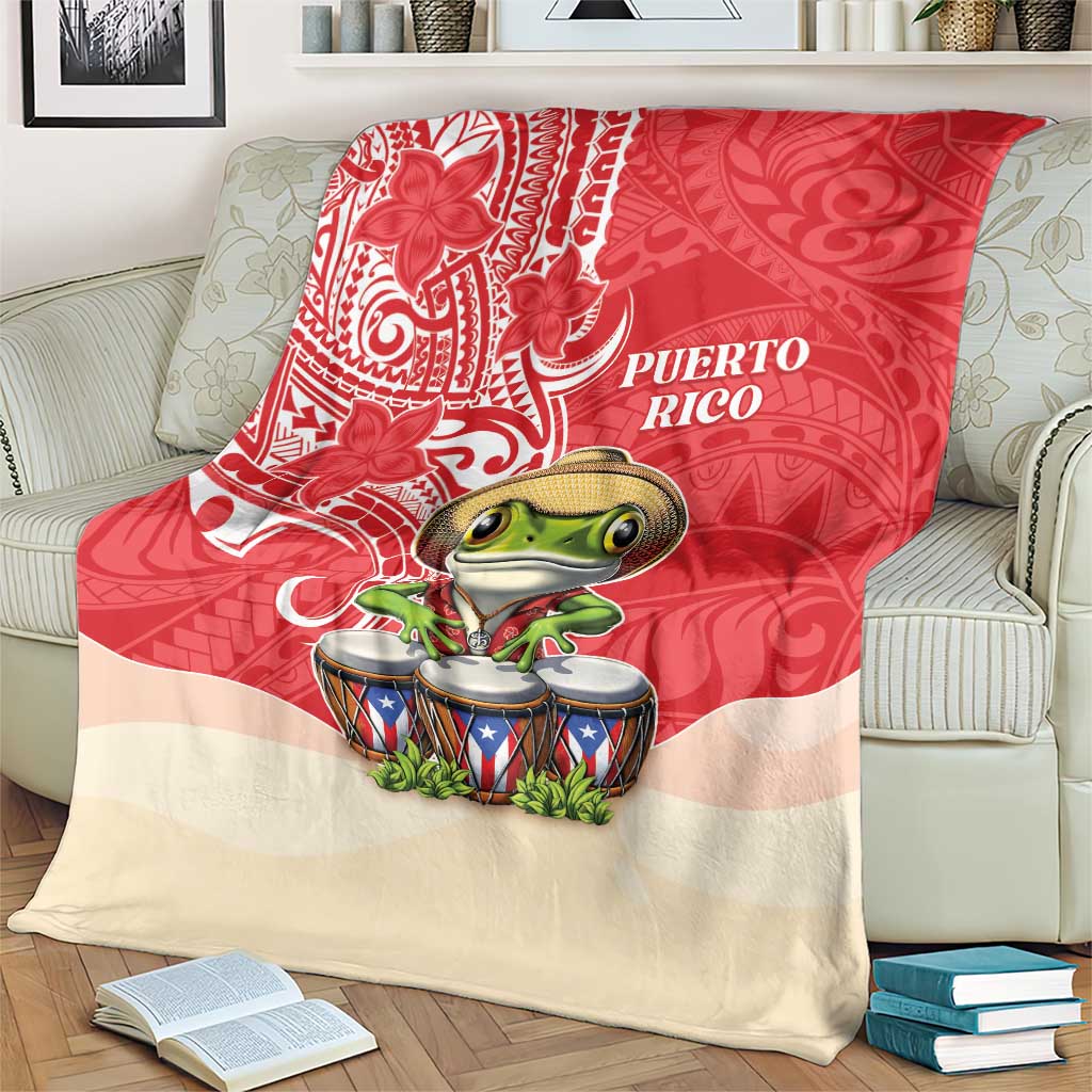 Puerto Rico Blanket Coqui Frog With Polynesian Pattern - Polynesian Pride