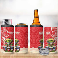 Personalized Puerto Rico 4 in 1 Can Cooler Tumbler Coqui Frog With Polynesian Pattern LT05 - Polynesian Pride
