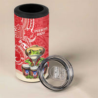 Personalized Puerto Rico 4 in 1 Can Cooler Tumbler Coqui Frog With Polynesian Pattern LT05 - Polynesian Pride