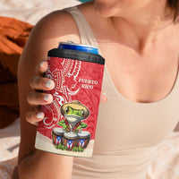 Personalized Puerto Rico 4 in 1 Can Cooler Tumbler Coqui Frog With Polynesian Pattern LT05 - Polynesian Pride