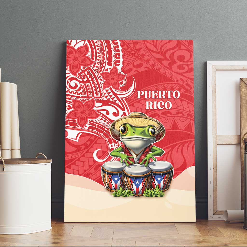 Puerto Rico Canvas Wall Art Coqui Frog With Polynesian Pattern LT05 - Polynesian Pride