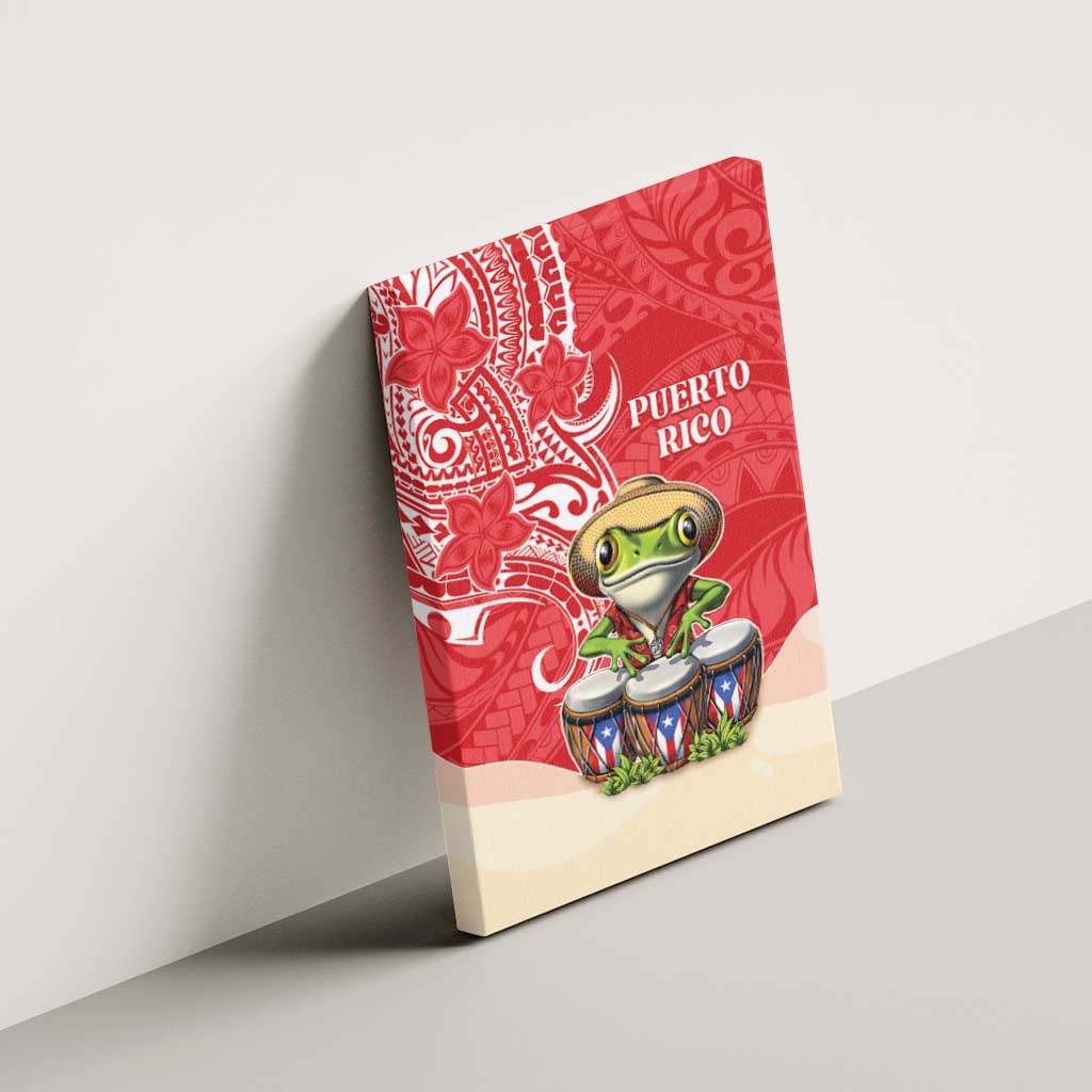 Puerto Rico Canvas Wall Art Coqui Frog With Polynesian Pattern LT05 - Polynesian Pride