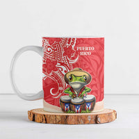 Personalized Puerto Rico Ceramic Mug Coqui Frog With Polynesian Pattern - Polynesian Pride