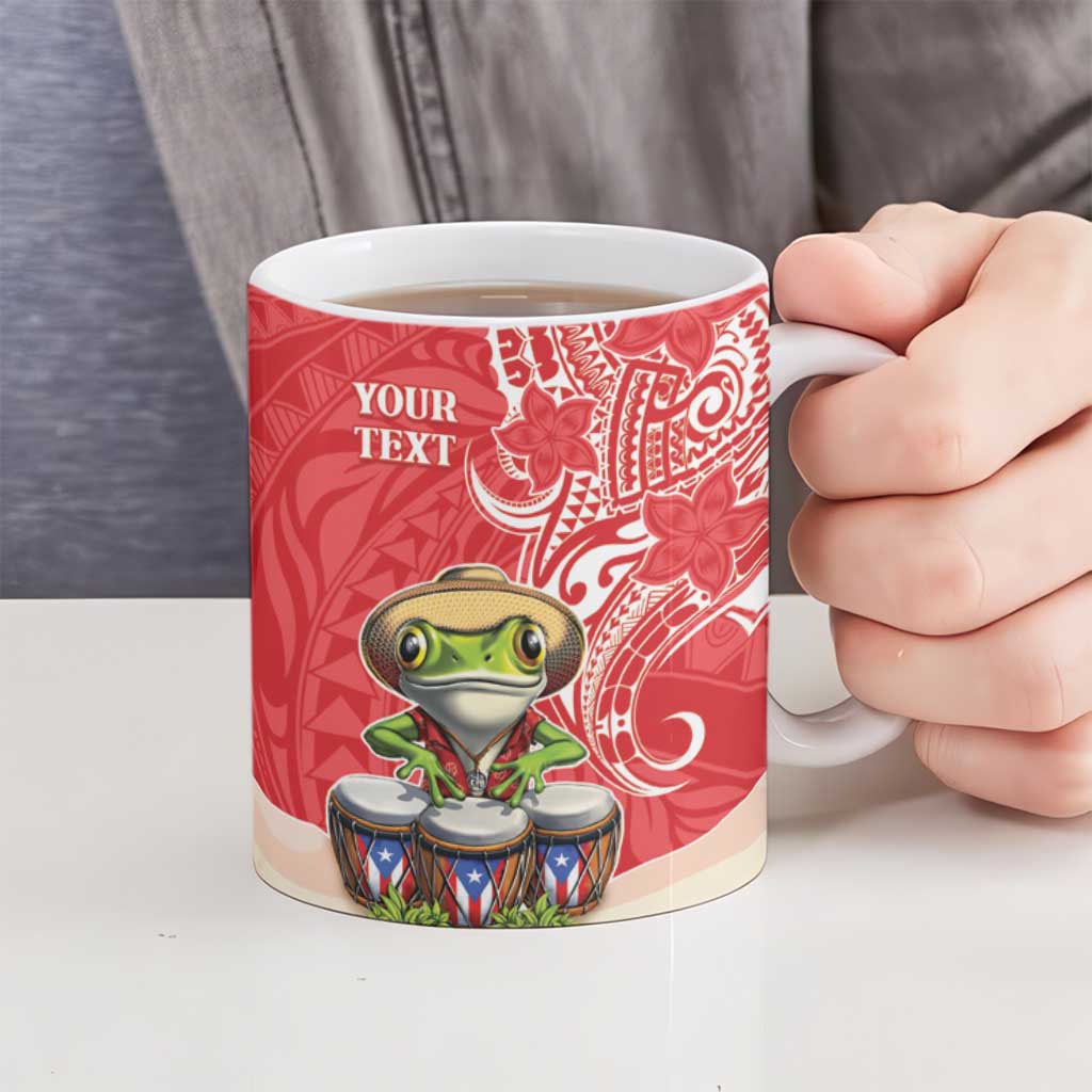 Personalized Puerto Rico Ceramic Mug Coqui Frog With Polynesian Pattern - Polynesian Pride