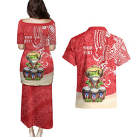 Personalized Puerto Rico Couples Matching Puletasi and Hawaiian Shirt Coqui Frog With Polynesian Pattern LT05 - Polynesian Pride