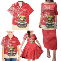 Personalized Puerto Rico Family Matching Puletasi and Hawaiian Shirt Coqui Frog With Polynesian Pattern LT05 - Polynesian Pride