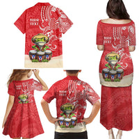 Personalized Puerto Rico Family Matching Puletasi and Hawaiian Shirt Coqui Frog With Polynesian Pattern LT05 - Polynesian Pride