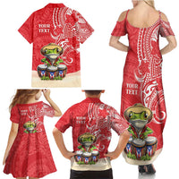 Personalized Puerto Rico Family Matching Summer Maxi Dress and Hawaiian Shirt Coqui Frog With Polynesian Pattern - Polynesian Pride
