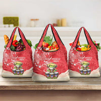 Puerto Rico Grocery Bag Coqui Frog With Polynesian Pattern LT05 3-pack One Size Red - Polynesian Pride