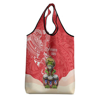 Puerto Rico Grocery Bag Coqui Frog With Polynesian Pattern LT05 - Polynesian Pride