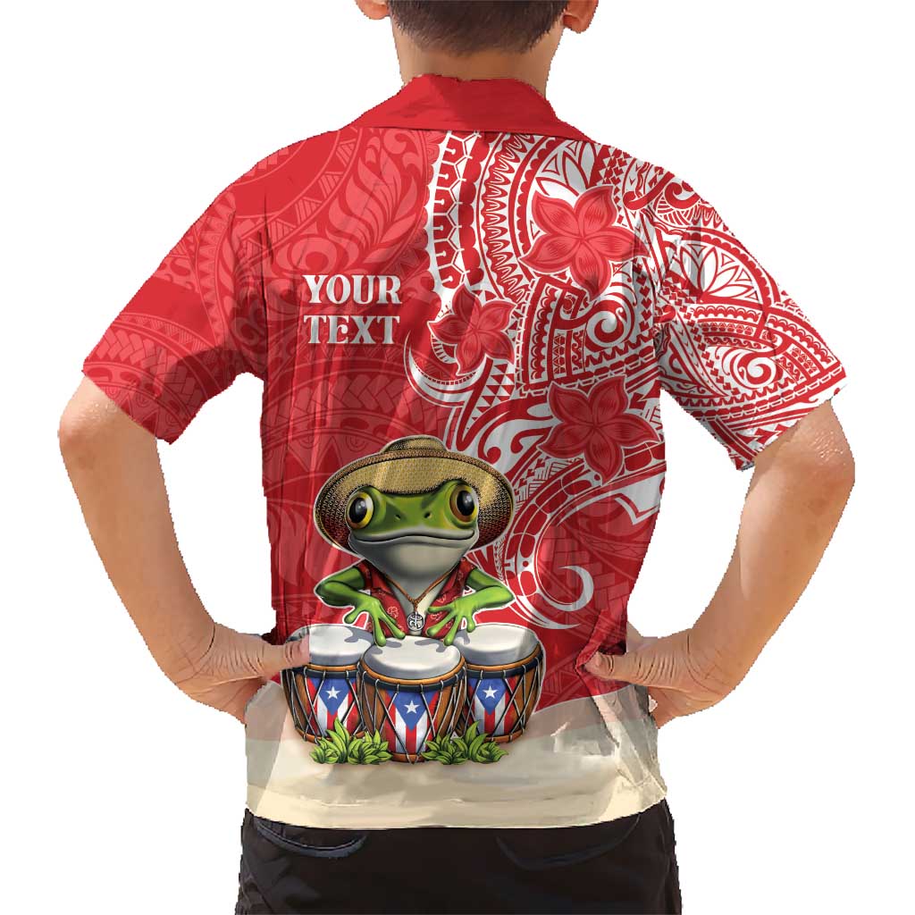Personalized Puerto Rico Kid Hawaiian Shirt Coqui Frog With Polynesian Pattern - Polynesian Pride
