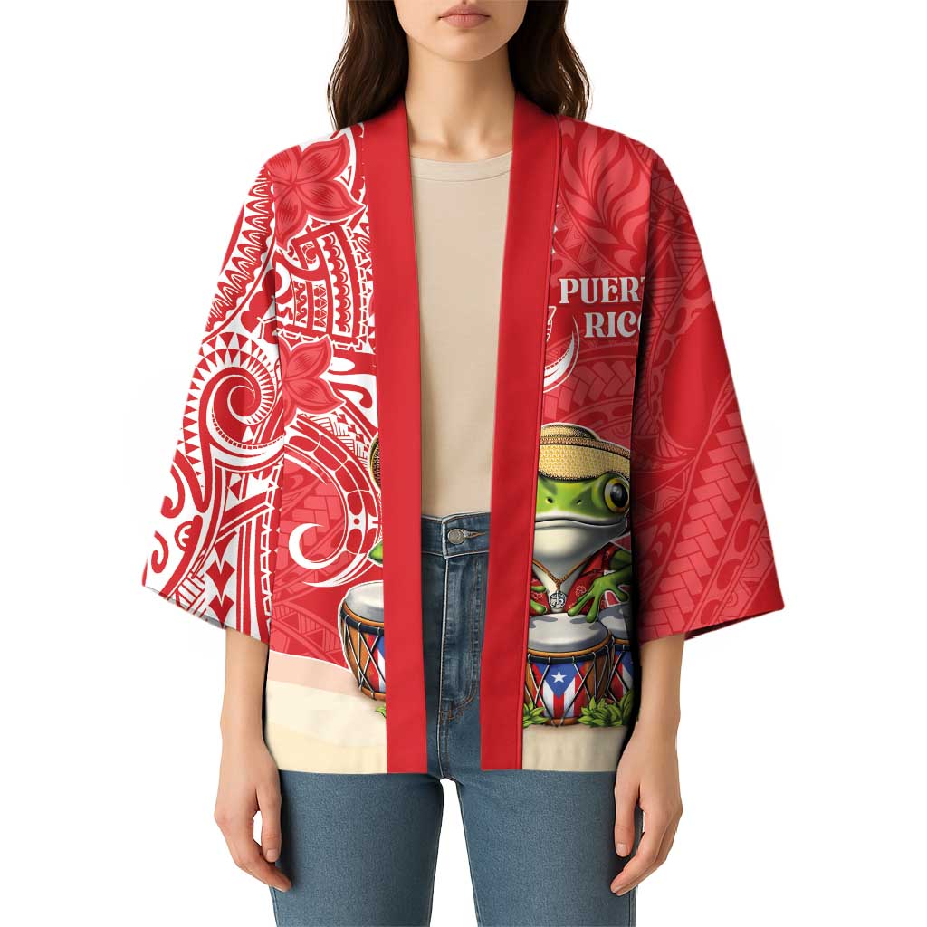 Personalized Puerto Rico Kimono Coqui Frog With Polynesian Pattern - Polynesian Pride