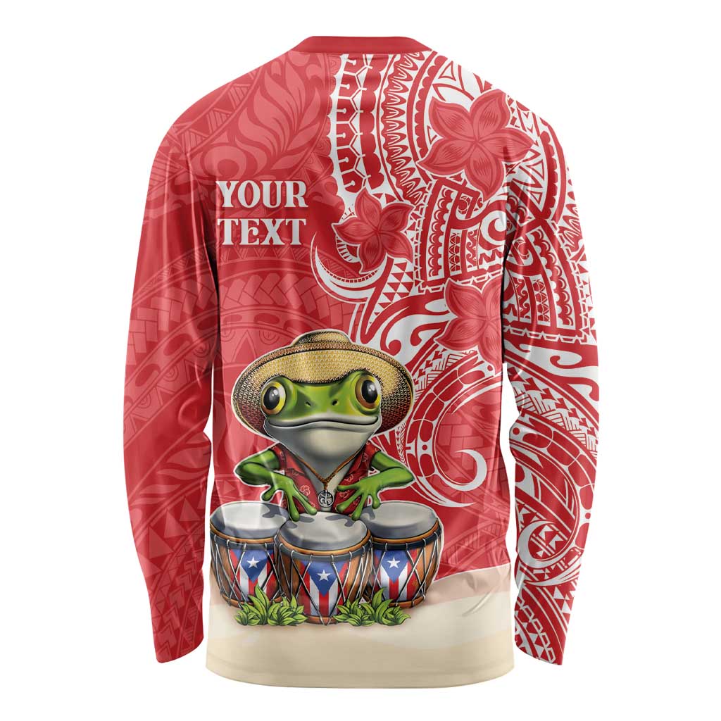 Personalized Puerto Rico Long Sleeve Shirt Coqui Frog With Polynesian Pattern LT05 - Polynesian Pride