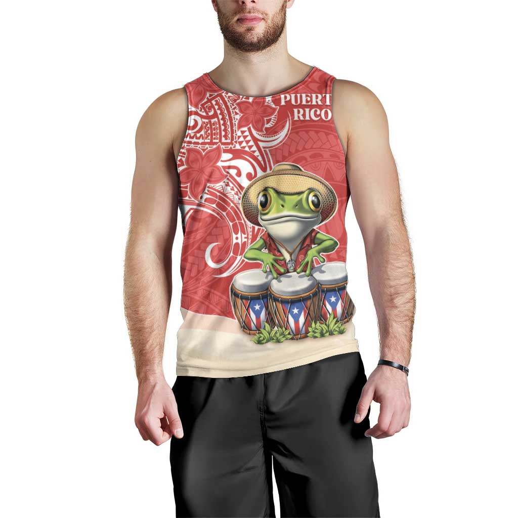 Personalized Puerto Rico Men Tank Top Coqui Frog With Polynesian Pattern LT05 - Polynesian Pride