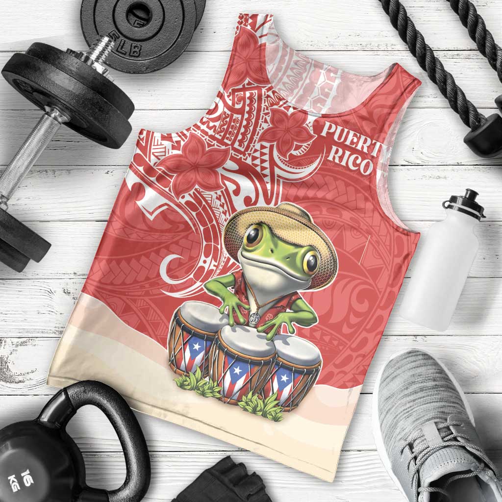 Personalized Puerto Rico Men Tank Top Coqui Frog With Polynesian Pattern LT05 - Polynesian Pride