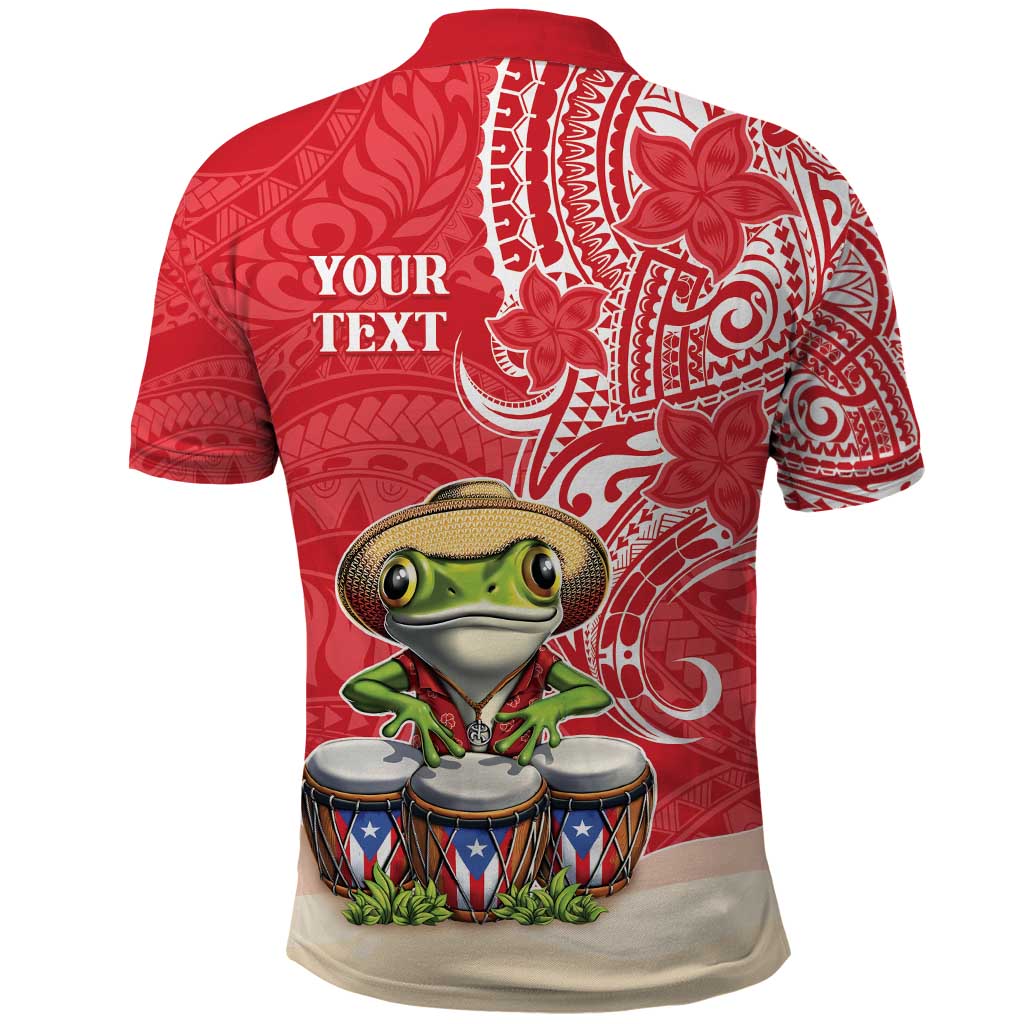 Personalized Puerto Rico Polo Shirt Coqui Frog With Polynesian Pattern - Polynesian Pride