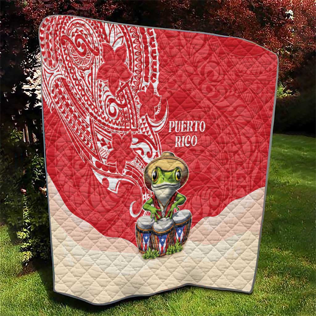 Puerto Rico Quilt Coqui Frog With Polynesian Pattern - Polynesian Pride