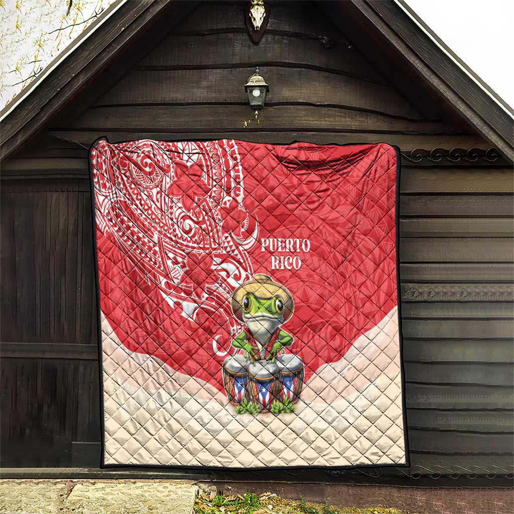 Puerto Rico Quilt Coqui Frog With Polynesian Pattern - Polynesian Pride