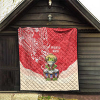 Puerto Rico Quilt Coqui Frog With Polynesian Pattern - Polynesian Pride