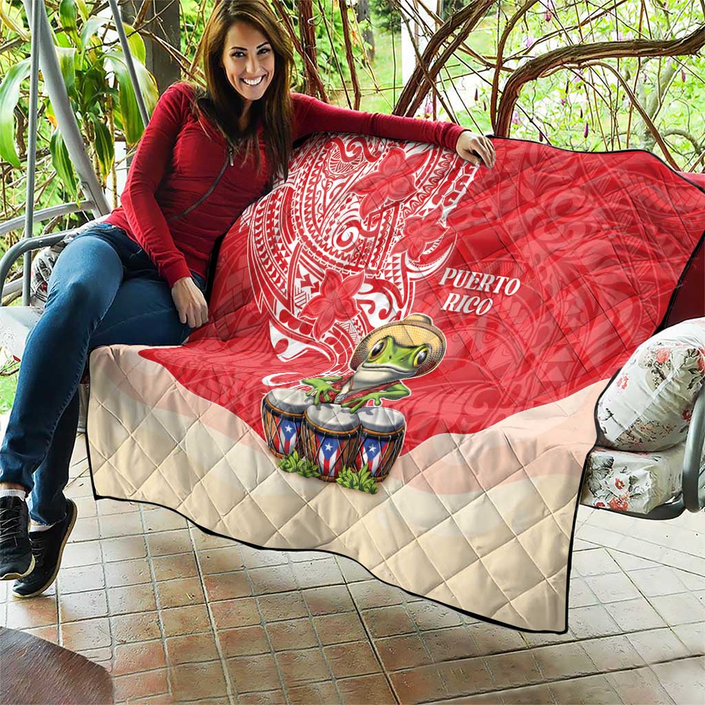 Puerto Rico Quilt Coqui Frog With Polynesian Pattern - Polynesian Pride