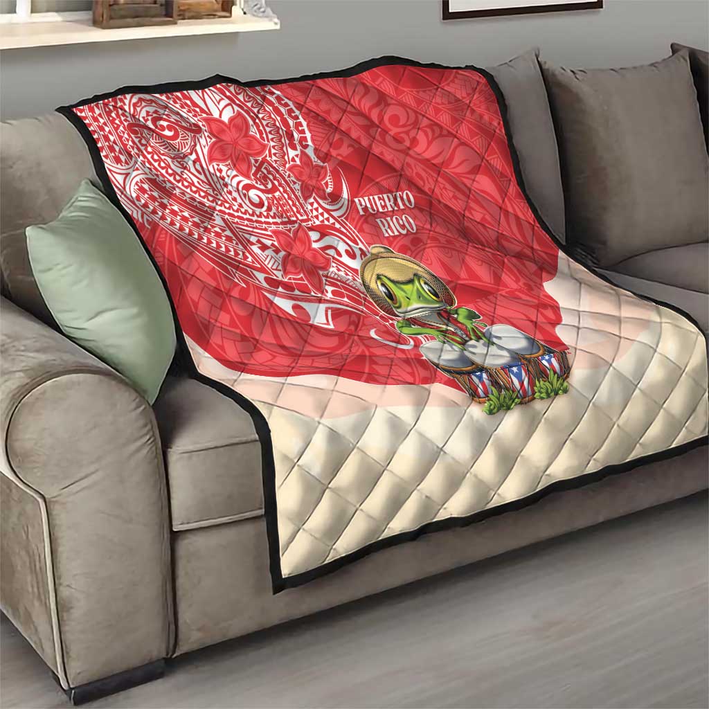 Puerto Rico Quilt Coqui Frog With Polynesian Pattern - Polynesian Pride