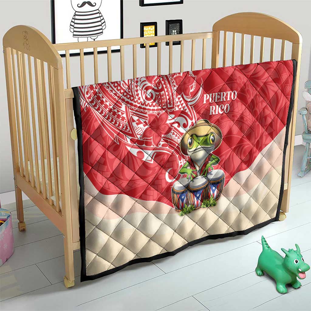 Puerto Rico Quilt Coqui Frog With Polynesian Pattern - Polynesian Pride