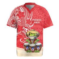 Personalized Puerto Rico Rugby Jersey Coqui Frog With Polynesian Pattern LT05 Red - Polynesian Pride