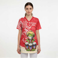 Personalized Puerto Rico Scrub Top Coqui Frog With Polynesian Pattern LT05 - Polynesian Pride
