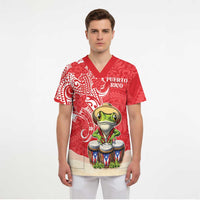 Personalized Puerto Rico Scrub Top Coqui Frog With Polynesian Pattern LT05 - Polynesian Pride